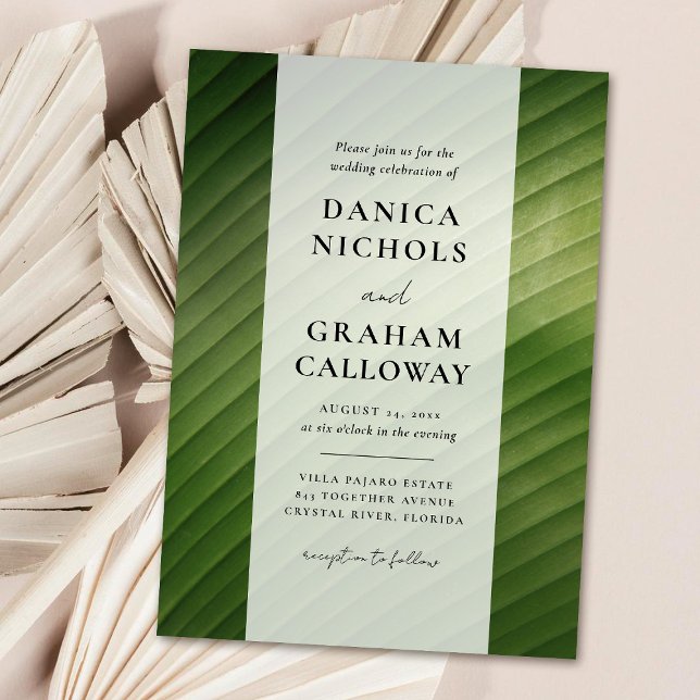Modern Tropical Banana Leaf Mid Design Wedding Invitation (Creator Uploaded)