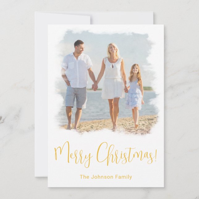 MODERN TROPICAL BEACH CHRISTMAS CARD FAMILY PHOTO (Front)