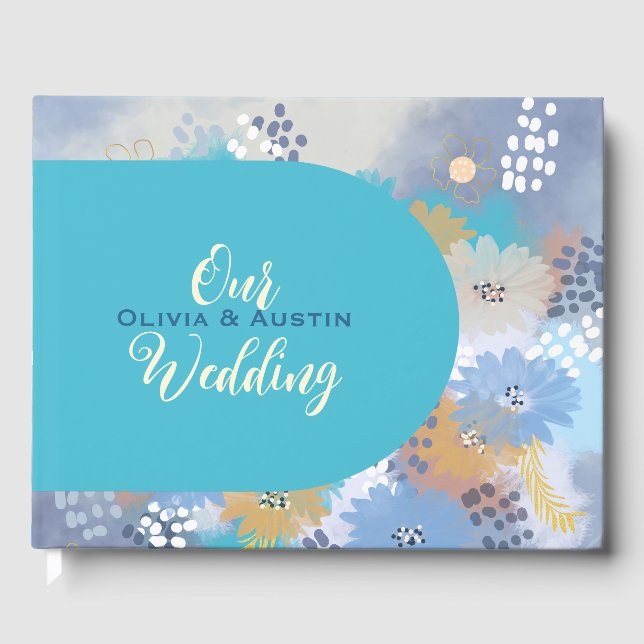 Modern Tropical Beach Coastal Wedding Guest Book (Front)