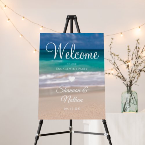 Modern Tropical Beach Engagement Party Sign