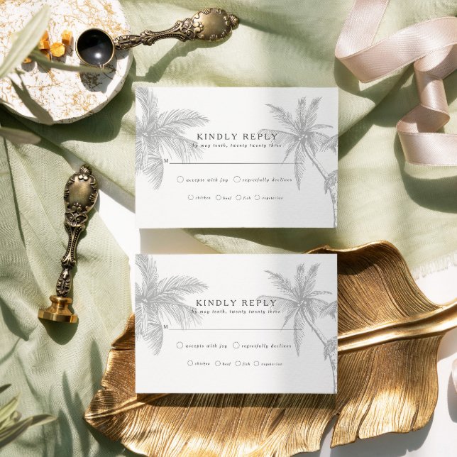 Modern Tropical Beach Minimalist Wedding RSVP Card