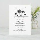 Modern Tropical Beach Ocean Wedding Invitation (Standing Front)