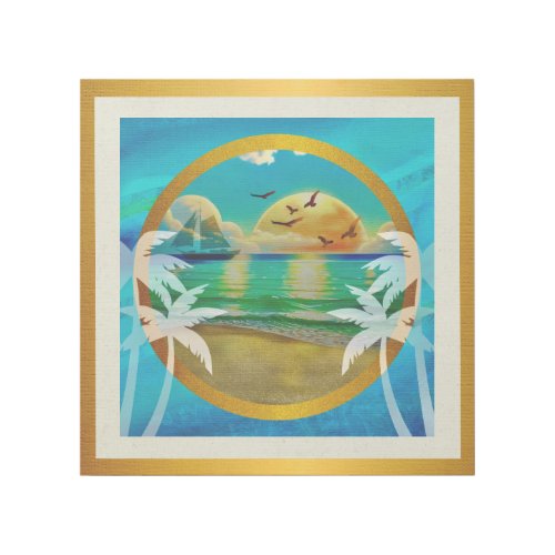 Modern Tropical Beach Palm Trees Sunset Vacation