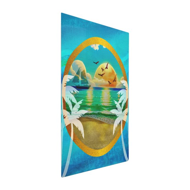 Modern Tropical Beach Palm Trees Sunset Vacation Metal Print (3/4)