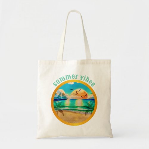 Modern Tropical Beach Palm Trees Sunset Vacation Tote Bag