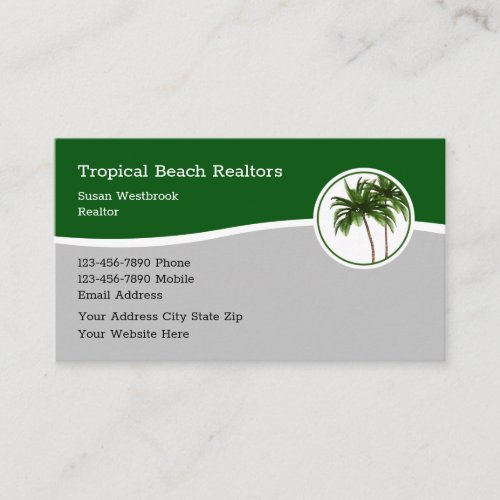 Modern Tropical Beach Realtor Business Card