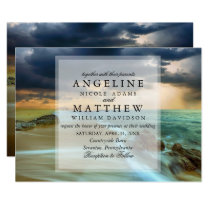 Modern Tropical Beach Sandy Sea Wedding Card