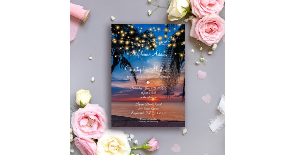 Modern Tropical Beach Summer Wedding Invitation | Zazzle