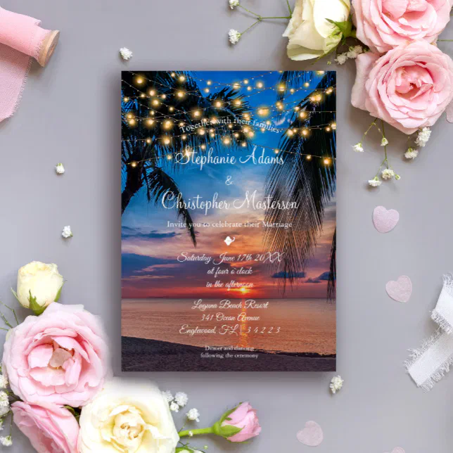 Modern Tropical Beach Summer Wedding Invitation | Zazzle