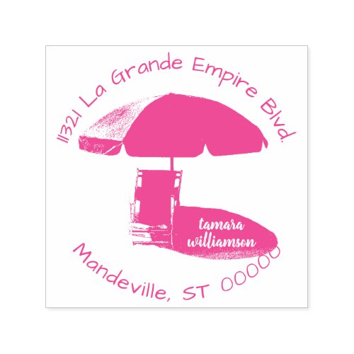 Modern Tropical Beach Umbrella Return Decorative Self_inking Stamp