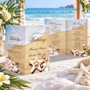 Modern Tropical Beach Wedding Folded Program Card Flyer