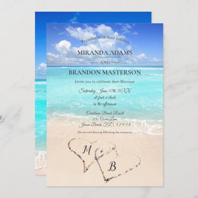 Modern Tropical Beach Wedding Invitation (Front/Back)