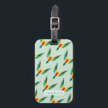Modern Tropical Bird Pattern Blue Personalised Luggage Tag<br><div class="desc">Geometric style tropical birds in repeat pattern stylish personalised luggage tag.</div>