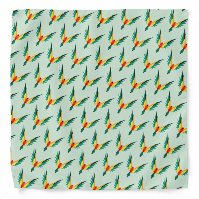 Modern Tropical Bird Pattern Light Blue Bandana (Front)