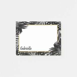 Modern Tropical Black and White Palm Tree Pattern Post-it Notes
