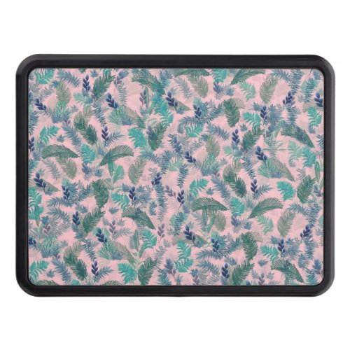 Modern Tropical Blue Pink Foliage Greenery Hitch Cover