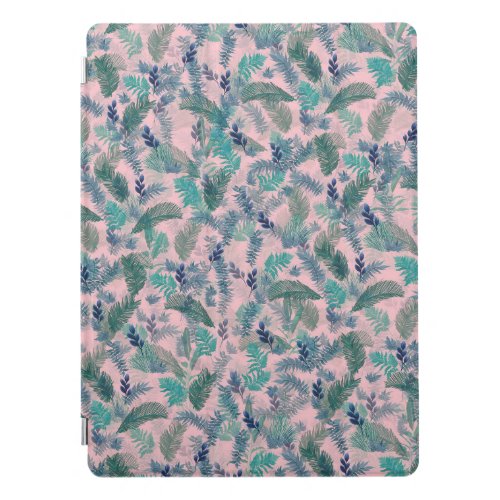 Modern Tropical Blue Pink Foliage Greenery iPad Pro Cover