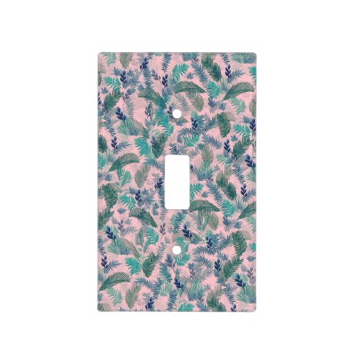 Modern Tropical Blue Pink Foliage Greenery Light Switch Cover