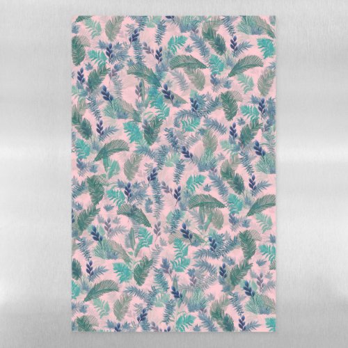 Modern Tropical Blue Pink Foliage Greenery Magnetic Dry Erase Sheet