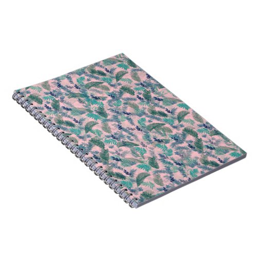Modern Tropical Blue Pink Foliage Greenery Notebook