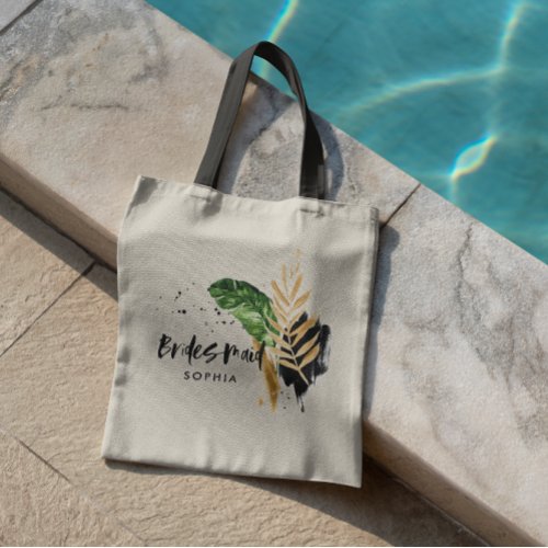 Modern tropical botanical abstract Bridesmaid Tote Bag