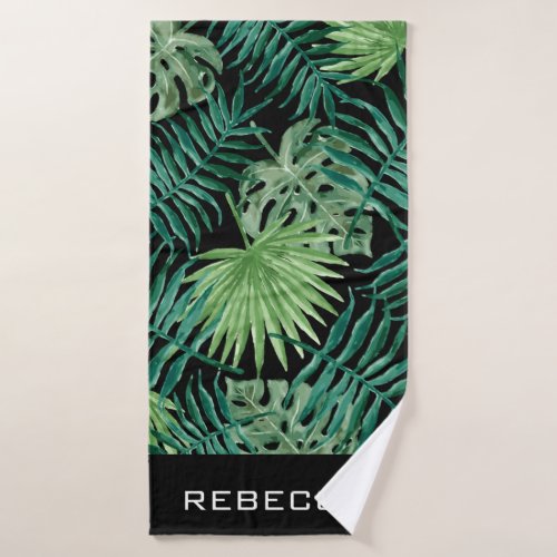 Modern Tropical Botanical Palm Leaves Beach Towel
