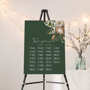 Modern tropical chic elegant wedding seating chart foam board