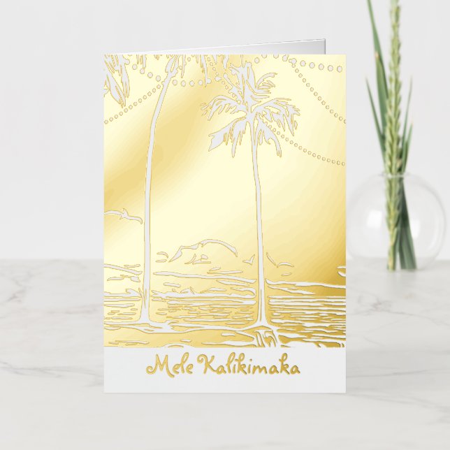 Modern Tropical Christmas Tree Foil Greeting (Front)