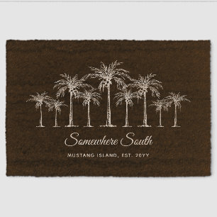 Modern Tropical Coconut Palm Tree Grove Custom Fiber Doormat