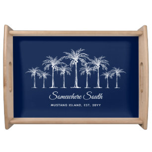 Modern Tropical Coconut Palm Tree Grove Custom Serving Tray