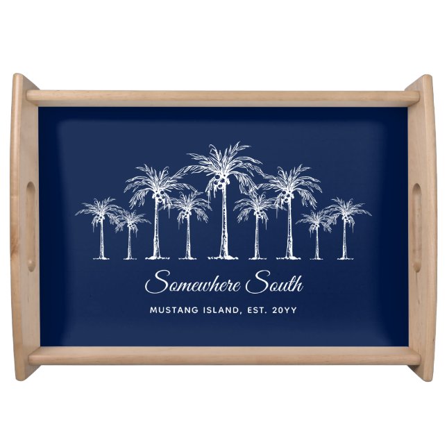 Modern Tropical Coconut Palm Tree Grove Custom Serving Tray (Front)