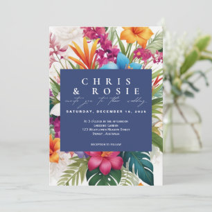 Modern Tropical Colorful Fall wedding invitation