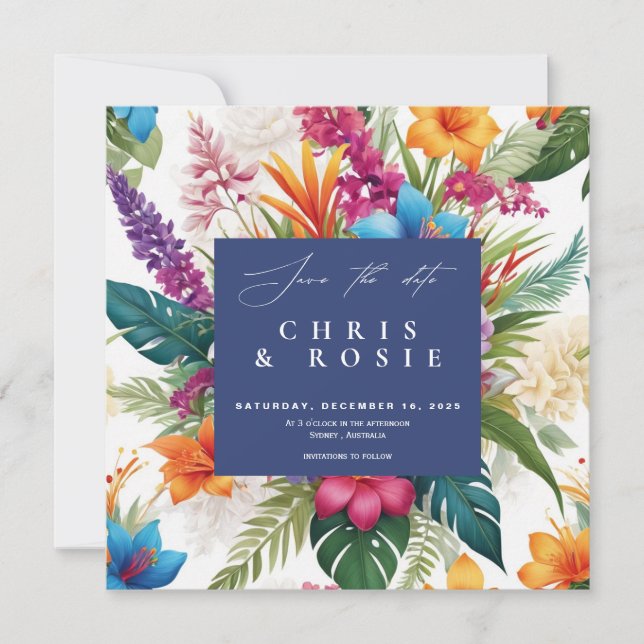Modern Tropical Colorful Fall wedding invitation (Front)