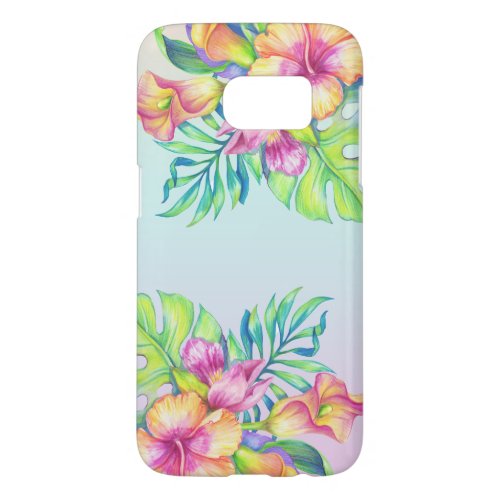 Modern Tropical Colorful Flowers Bouquet Samsung Galaxy S7 Case