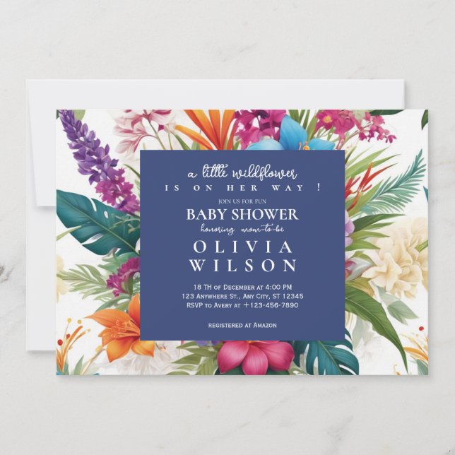 Modern Tropical Colorful wildflower baby shower  Invitation (Front)