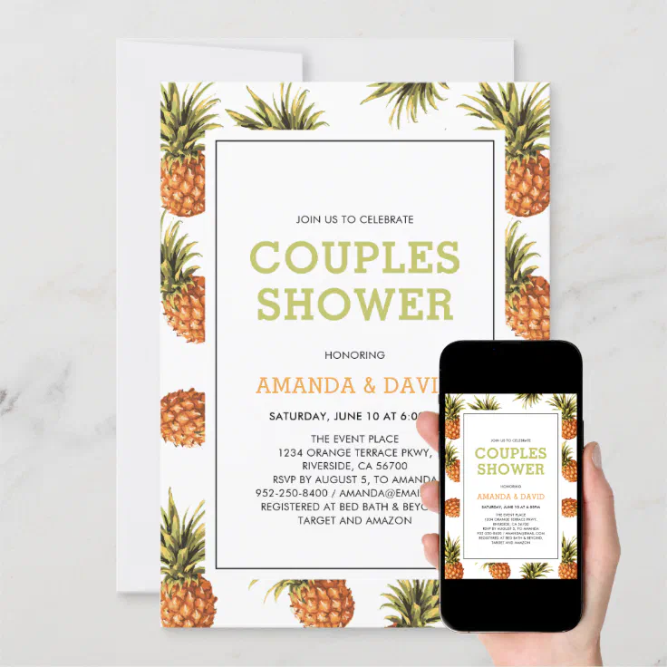 Modern Tropical Couples Wedding Shower Invitation Zazzle