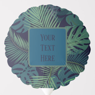 modern tropical dark palm leaf, fig leaves jungle  balloon