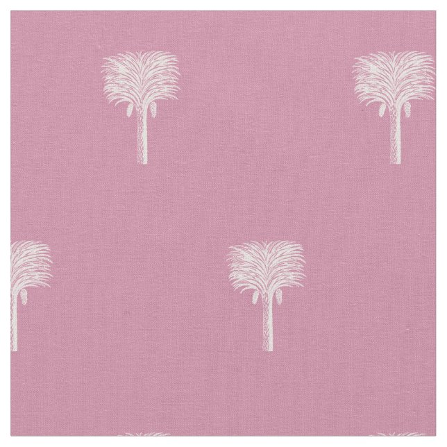 Modern Tropical Date Palm Dusty Rose Fabric (Close Up)