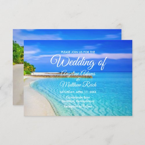 Modern Tropical Destination Beach Sea Wedding Card