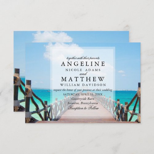 Modern Tropical Destination Beach Sea Wedding Card