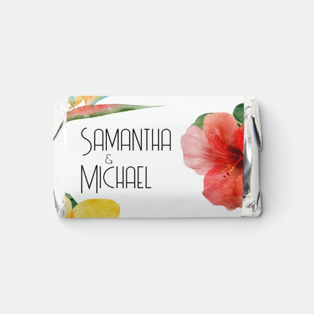 Modern Tropical Destination Wedding Candy Favors (Front)