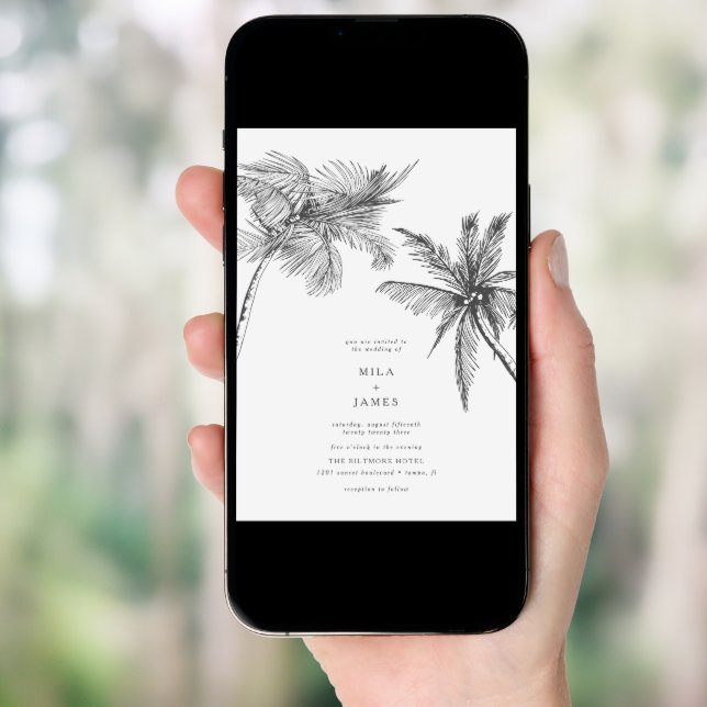  Modern Tropical Elegant Minimalist Wedding Invitation (Front Digital)
