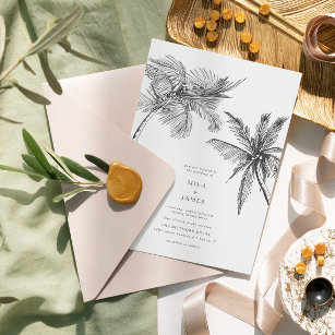  Modern Tropical Elegant Minimalist Wedding Invitation