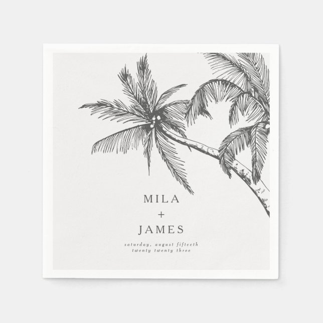  Modern Tropical Elegant Minimalist Wedding Napkins (Front)
