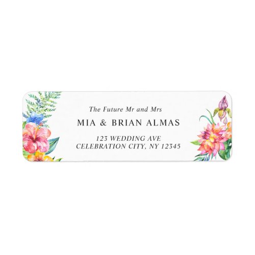 Modern Tropical Elegant Stylish Floral Wedding Label
