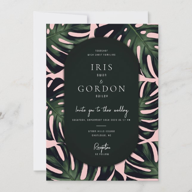 Modern Tropical Emerald Green Destination Wedding Invitation (Front)