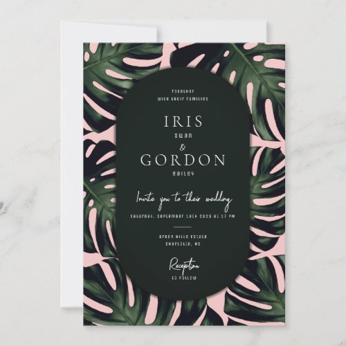 Modern Tropical Emerald Green Destination Wedding Invitation