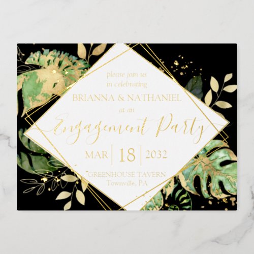 Modern Tropical Engagement Party Invitation Gold