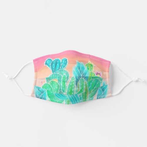 Modern tropical exotic cactus illustration ombre adult cloth face mask