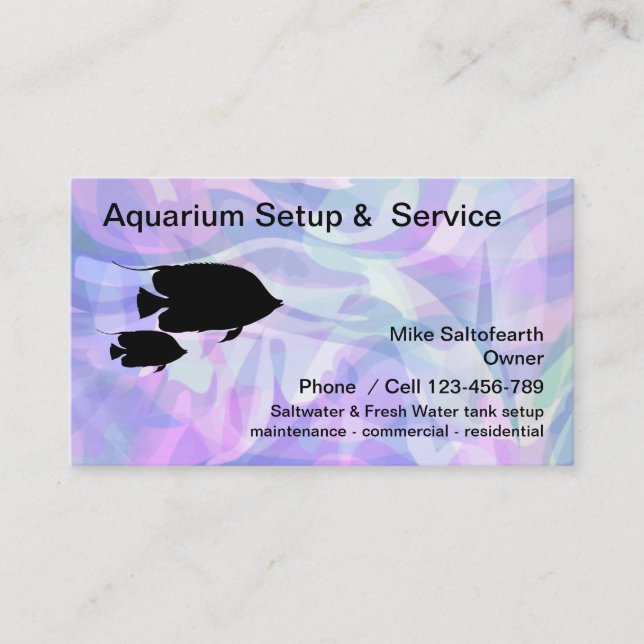 Modern Tropical Fish Aquarium Services Business Card (Front)